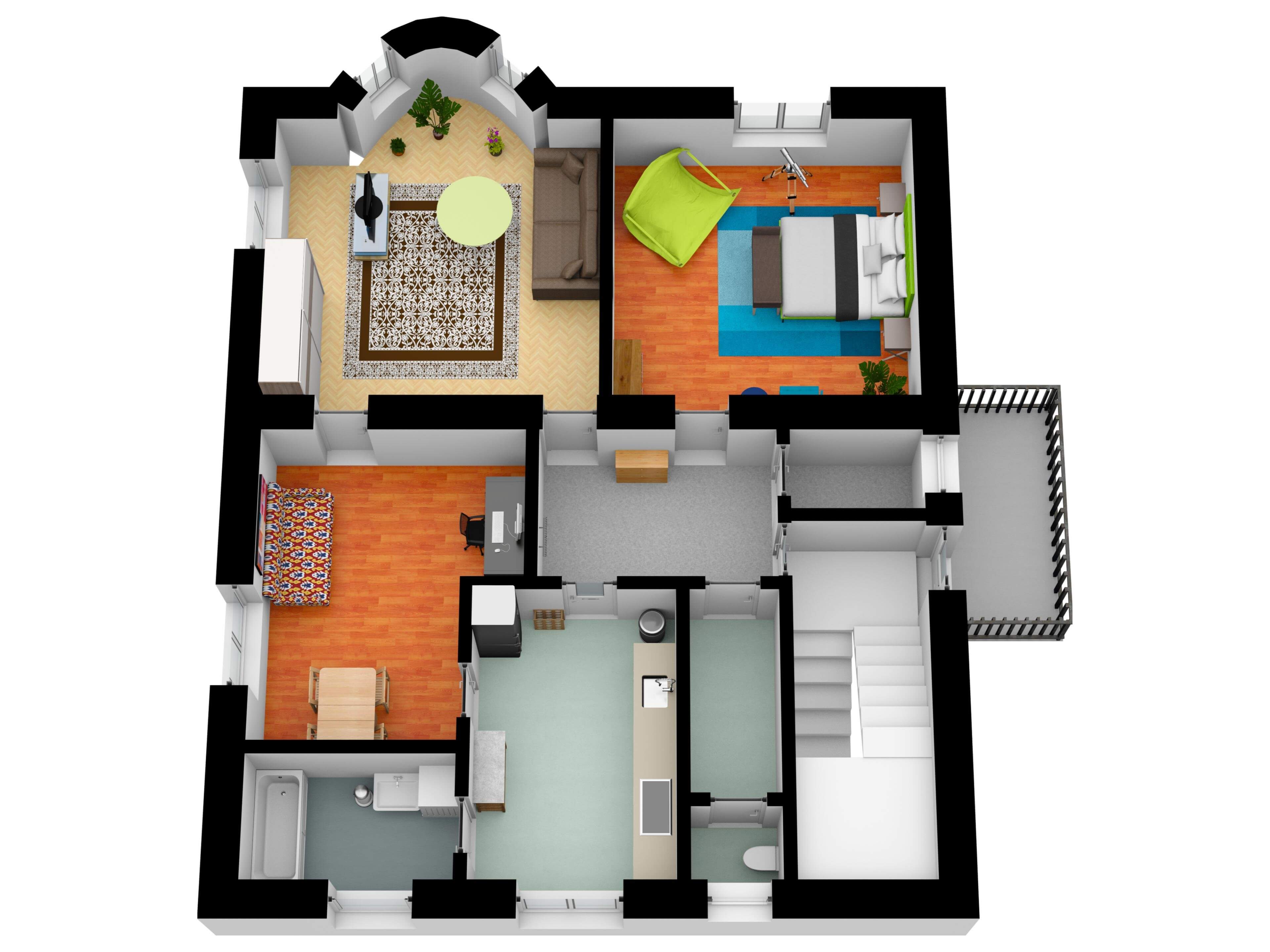 Ukázka realizace - pudorys-a-3D-pohled