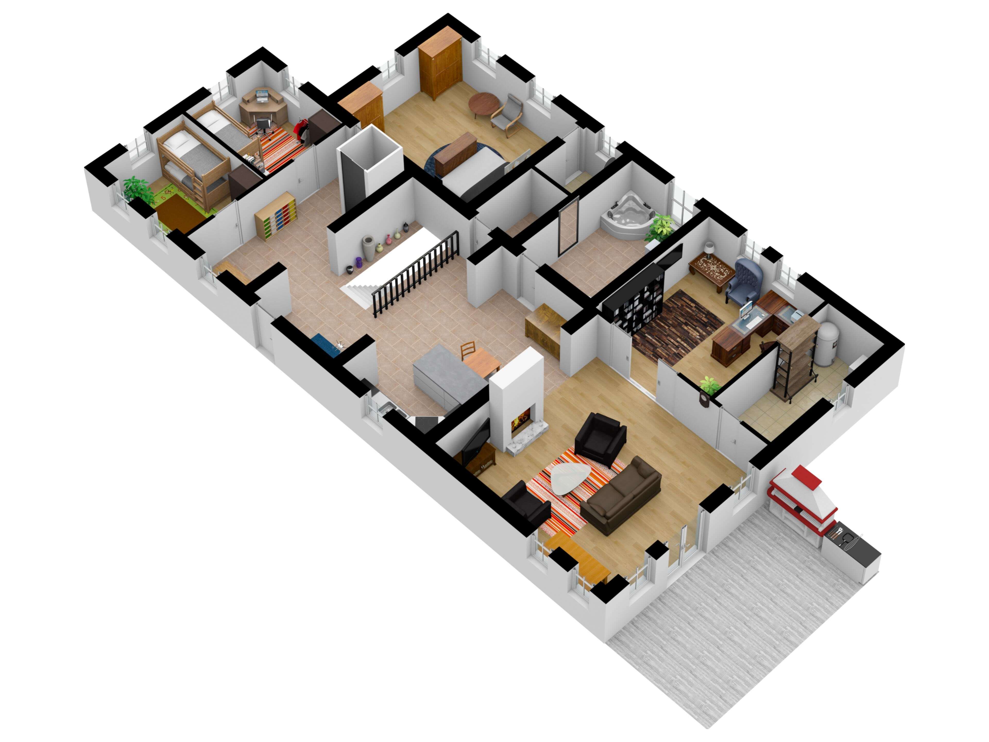 Ukázka realizace - pudorys-a-3D-pohled